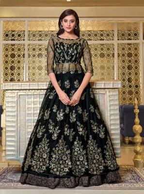 Black embroidered net salwar 1