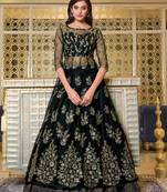 Black embroidered net salwar