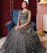 Grey embroidered net salwar