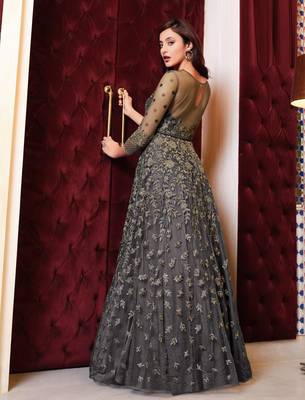 Grey embroidered net salwar 3