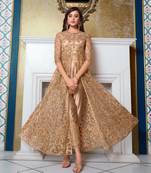 Golden embroidered net salwar