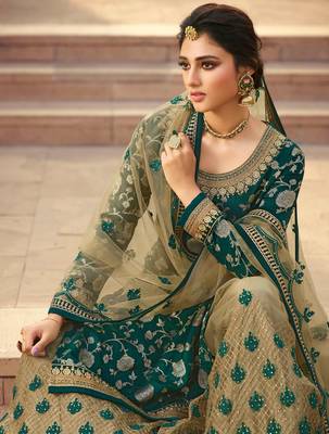 Green jacquard jacquard salwar 2