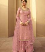 Pink jacquard jacquard salwar
