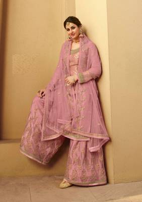 Pink jacquard jacquard salwar 2