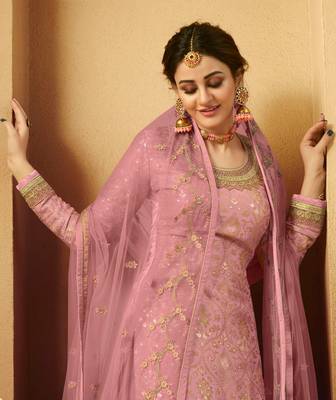 Pink jacquard jacquard salwar 3