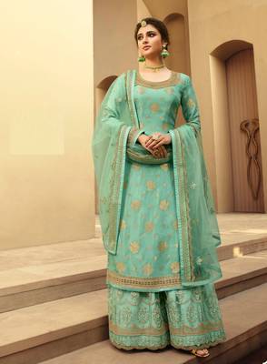 Sky-blue jacquard jacquard salwar 1