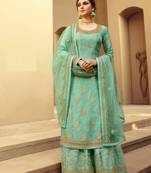 Sky-blue jacquard jacquard salwar