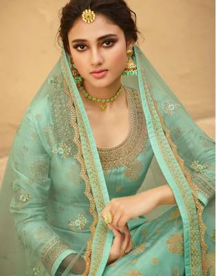 Sky-blue jacquard jacquard salwar 3