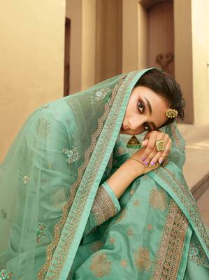 Sky-blue jacquard jacquard salwar 4