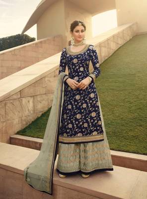 Blue jacquard jacquard salwar 1