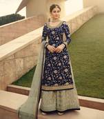 Blue jacquard jacquard salwar