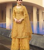 Yellow jacquard jacquard salwar