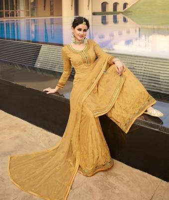 Yellow jacquard jacquard salwar 2