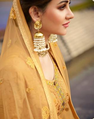 Yellow jacquard jacquard salwar 4