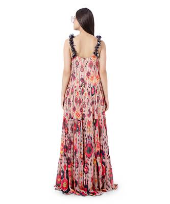 PS Pret by Payal Singhal Eman Red Colour Printed Art Georgette Long Tiered Dress 3