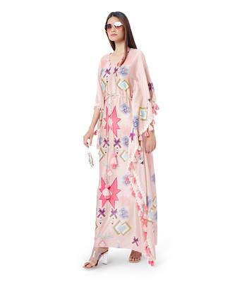 PS Pret by Payal Singhal Pink Colour Printed Silkmul Kaftan 2