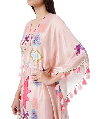 PS Pret by Payal Singhal Pink Colour Printed Silkmul Kaftan 4