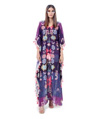 PS Pret by Payal Singhal Purple Colour Printed Silkmul Kaftan 1