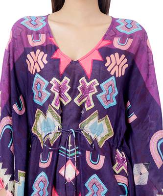PS Pret by Payal Singhal Purple Colour Printed Silkmul Kaftan 4