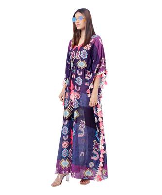 PS Pret by Payal Singhal Purple Colour Printed Silkmul Kaftan 5
