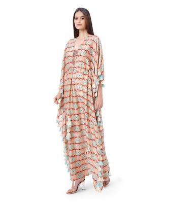 PS Pret by Payal Singhal Coral Colour Printed Silkmul Kaftan 2