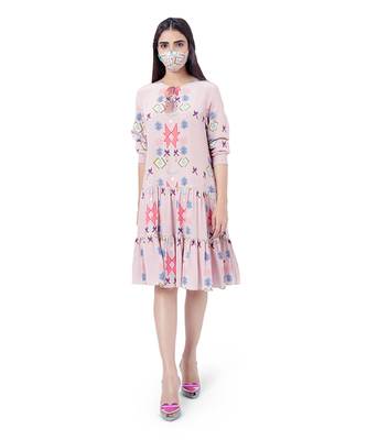 PS Pret by Payal Singhal Pink Colour Printed Crepe Frill Hem Tunic 1