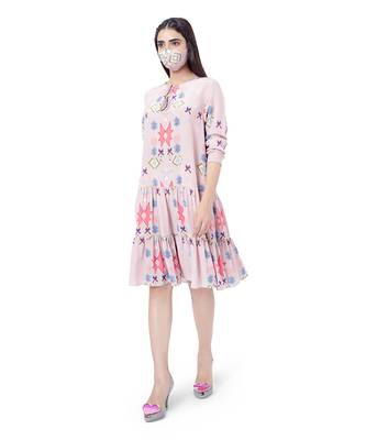 PS Pret by Payal Singhal Pink Colour Printed Crepe Frill Hem Tunic 2