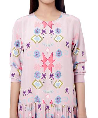 PS Pret by Payal Singhal Pink Colour Printed Crepe Frill Hem Tunic 4
