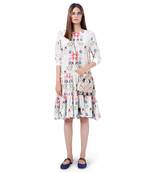 PS Pret by Payal Singhal White Colour Printed Crepe Frill Hem Tunic