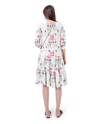 PS Pret by Payal Singhal White Colour Printed Crepe Frill Hem Tunic 3