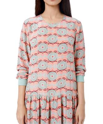 PS Pret by Payal Singhal Coral Colour Printed Crepe Frill Hem Tunic 4
