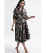 Payal Singhal Brown Abutilon Print Silkmul Full Width Scarf