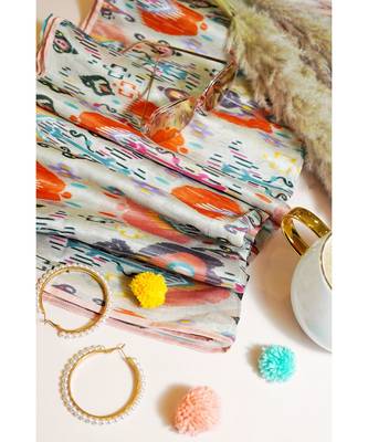 Payal Singhal Stone Ikat Garden Print Full Width Scarf in Gift Box 1