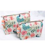 Khaki Anaar Aur Mor Print Large Sized Vanity Kit