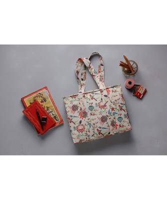 Khaki Chidiya Print Tote Bag 1