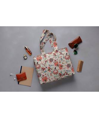 Khaki Chidiya Print Tote Bag 1