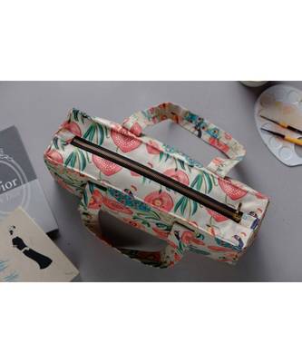 Khaki Anaar Aur Mor Print Tote Bag 2