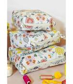 Cream Spring Print Small, Medium and Large Vanity Kits Set (Set of 3)