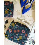 Payal Singhal Navy Spring Print Small, Medium and Large Vanity Kits Set (Set of 3)