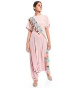Payal Singhal Pale Blue Crepe Gota Oggee Embroidered Tie- Up Belt with Colourful Tassels