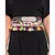 Black Dupion Silk Kutch Embroidered Tie-Up Belt with Colourful Tassels