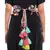 Black Dupion Silk Kutch Embroidered Tie-Up Belt with Colourful Tassels