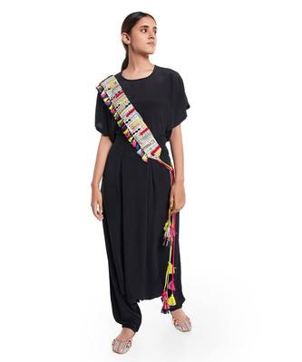 Payal Singhal Stone Dupion Silk Marakesh Embroidered Tie- Up Belt with Colourful Tassels 1