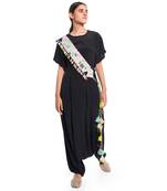 Payal Singhal Lavender Lime Bandhani Kilim Print Crepe Embroidered Tie-up Belt with Colourful Tassels