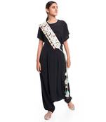 Payal Singhal Cream Linen Baby Butti Embroidered Tie-Up Belt with Colourful Tassels