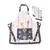Cream Colour Printed Canvas Mittens with Navy Colour Printed Silkmul Piping