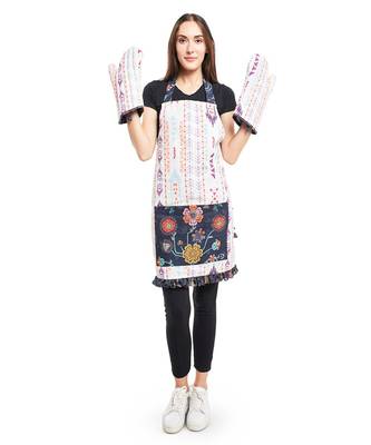 Payal Singhal Cream Colour Printed Canvas Mittens with Navy Colour Printed Silkmul Piping 1