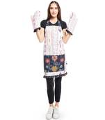 Payal Singhal Cream Colour Printed Canvas Mittens with Navy Colour Printed Silkmul Piping