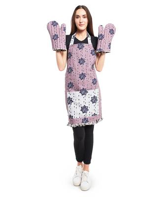 Payal Singhal Purple and Grey Colour Printed Canvas Apron with Pouch 2