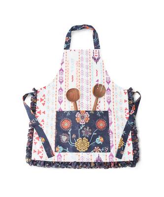 Payal Singhal Cream and Navy Colour Printed Canvas Apron with Pouch 1